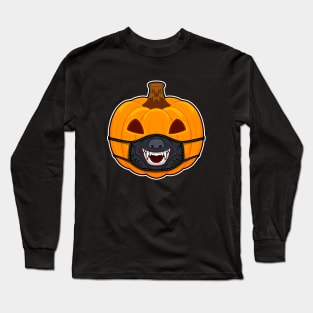 Pumpkin Halloween with Werewolf Mask Long Sleeve T-Shirt